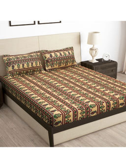 Story@Home - Beige Cotton Feel Fitted Bedsheets Pillow Covers (Queen)