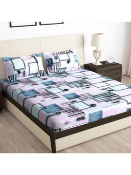 Story@Home - 160 Multi-Color Cotton Feel Fitted Bedsheets Pillow Covers (Queen)