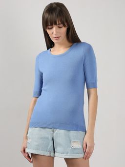 VERO MODA - Blue Knitted Solid Top