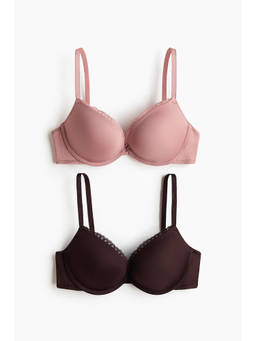 H&M - Women Multi-Color 2-pack microfibre super push-up bras