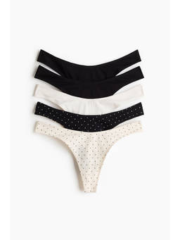 H&M - Women Multi-Color 5-pack cotton thong briefs