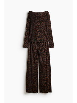 H&M - Women Brown Ribbed pyjamas and Top
