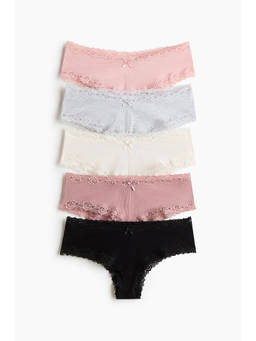 H&M - Women Multi-Color 5-pack cotton and lace hipster briefs