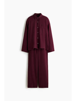 H&M - Women Red Cotton muslin pyjamas and Shirt