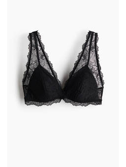 H&M - Women Black Padded soft lace bralette