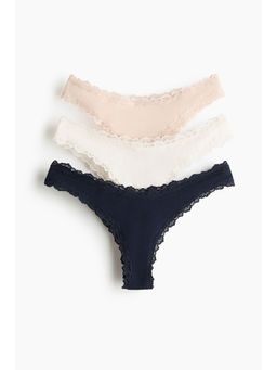 H&M - Women Multi-Color 3-pack lace-trimmed Brazilian briefs
