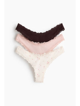 H&M - Women Multi-Color 3-pack lace-trimmed Brazilian briefs