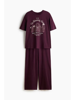 H&M - Women Red Printed cotton pyjamas and T-Shirt
