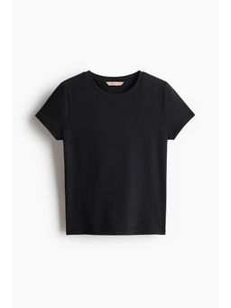 H&M - Women Black Brushed jersey T-shirt