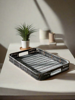 Mason Home - Boho Rattan Tray Grey