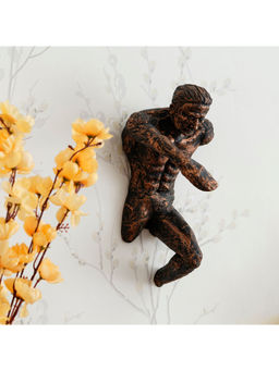 eCraftIndia - Man In Running Pose On Wall Antique Finish Handcrafted Polyresin Wall Decorative