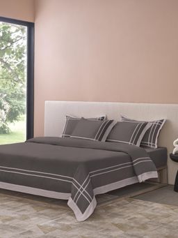 SANSAAR A D'DECOR BRAND LIVE CONSCIOUSLY - Chocolate Chip Stone King, Bedsheet with Pillow Covers