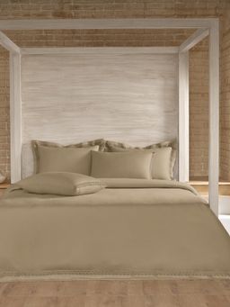SANSAAR A D'DECOR BRAND LIVE CONSCIOUSLY - Sereno-Taupe Grey King, Bedsheet with Pillow Covers