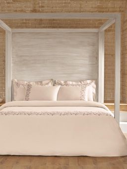 SANSAAR A D'DECOR BRAND LIVE CONSCIOUSLY - Speckle-Pearled Ivory King, Bedsheet with Pillow Covers