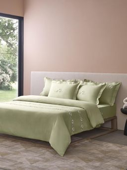 SANSAAR A D'DECOR BRAND LIVE CONSCIOUSLY - Vine-Celadon King, Bedsheet with Pillow Covers
