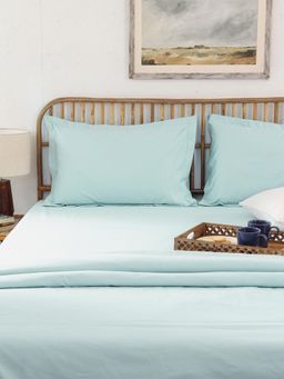 House This - Solid Bedsheet with Pillow Cover - Blue (Set of 3)