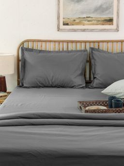 House This - Solid Bedsheet with Pillow Cover - Grey (Set of 3)