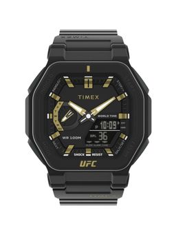 Timex - Men Black & Gold Octogonal Resin Dial Dual Display Watch- TW2V55300X6 (M)