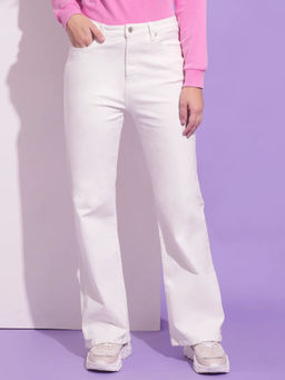 Being Human - Women White High Rise Wide Leg Denim Jeans