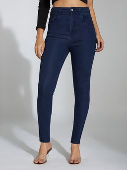 Miss Chase - Women Navy Blue Skinny Fit High Rise Clean Look Stretchable Denim Jeans