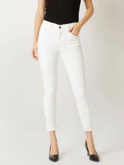 Miss Chase - Women White Skinny High Rise Clean Look Bleached Stretchable Denim Jeans