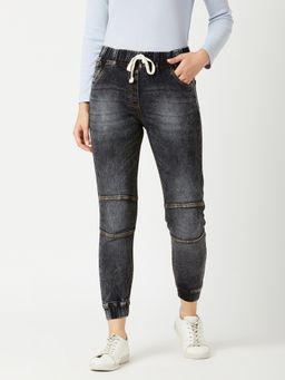 Miss Chase - Women Black Relaxed Fit Mid Rise Stretchable Denim Jeans