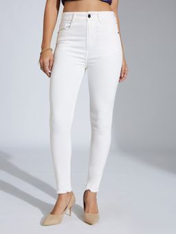 Miss Chase - Women White Skinny High Rise Clean Look Stretchable Denim Jeans
