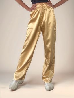 Outzidr - Cream Textured Wide Leg Trouser