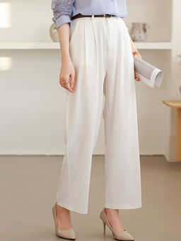 Outzidr - White Formal Pleated Trouser