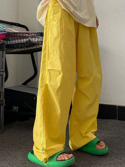 Outzidr - Yellow Pleated Elasticated Trouser