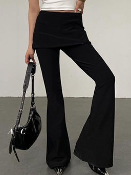 Outzidr - Black Fit & Flare Trouser