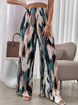 Outzidr - Multi-Color Abstract Printed Pleated Pant