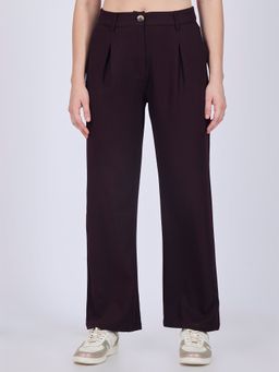 Outzidr - Purple Pleated Wide Leg Pant