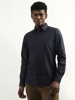 United Colors of Benetton - Cotton Solid Spread Collar Men Shirt-Black