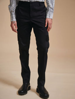 R R Blue - Stylised Black Tapered Pant