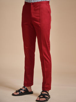 R R Blue - Stylised Red Tapered Pant