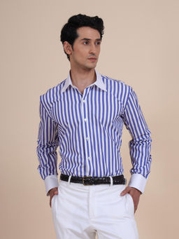 R R Blue - Blue Bold Striped Shirt