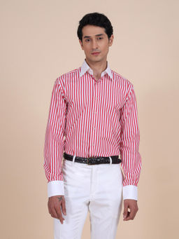 R R Blue - Red Bold Striped Shirt