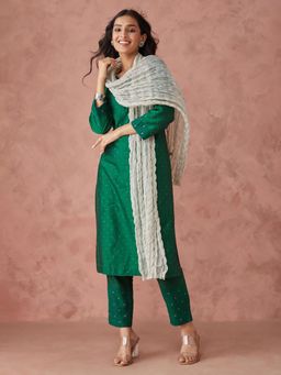 Fabindia - Women Cotton Silver Woven Stole