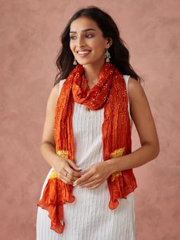 Fabindia - Women Fabric Rust Tie & Dye Stole