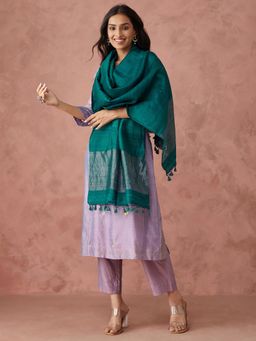 Fabindia - Women Silk Teal Woven Stole