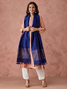 Fabindia - Women Silk Blue Woven Stole