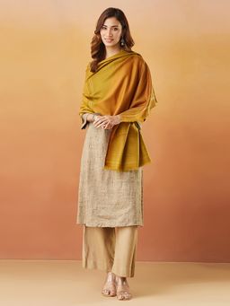 Fabindia - Women Pure Wool Mustard Woven Stole