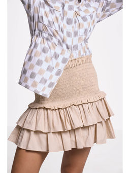 TERRA LUNA - Women's Beige Solid Mini Skirt