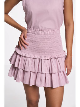 TERRA LUNA - Women's Pink Solid Mini Skirt