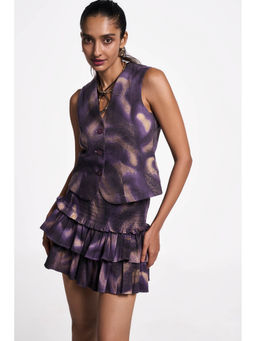 TERRA LUNA - Women's Purple Printed Mini Skirt