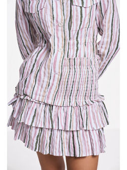 TERRA LUNA - Women's Off White Stripes Mini Skirt