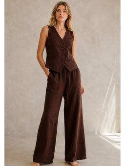Lounge Dreams - Linen Brown Wide Leg Co-Ord Set