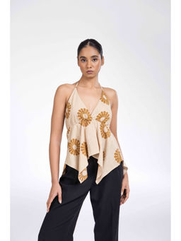 PAST MODERN - Beige Halter Neck with Tie-Up Top