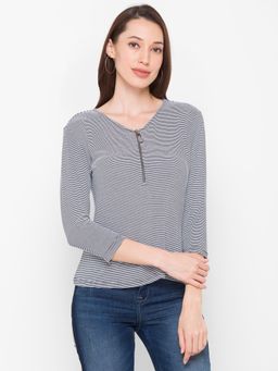 Globus - Striped Black & White Round Neck T-Shirt